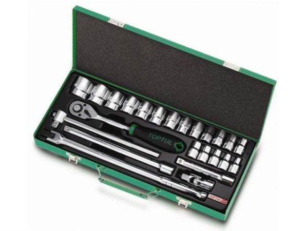 Набор головок 1/2' 8-32мм 24предм. 6гр. метал.кейс TOPTUL