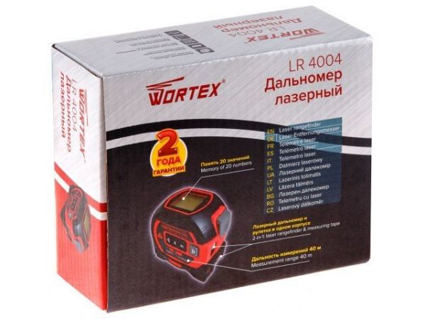 Дальномер лазерный WORTEX LR 4004 в кор., 0.05 - 40 м, +/- 2 мм/м