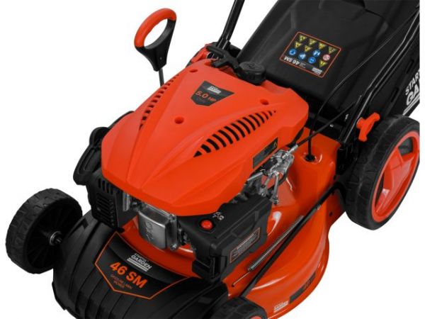 Газонокосилка бензиновая STARTUL GARDEN 46 SM самоходная(5.0 л.с., шир. 46 см, самоходная, мульчир., стальн. корпус, травосборник 60 л)