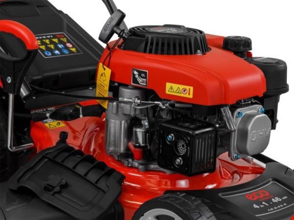 Газонокосилка бензиновая ECO LG-645 E самоходная(4 л.с., шир. 46 см, самоходная, электростарт, мульчир., стальн. корпус, травосборник 60 л)