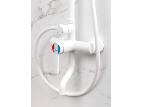 Душевая система (Lt) D35, серия Lotus белый, a-five(На стену, Короткий излив, Троп. душ: вынос 405 мм, диаметр 200 мм.)