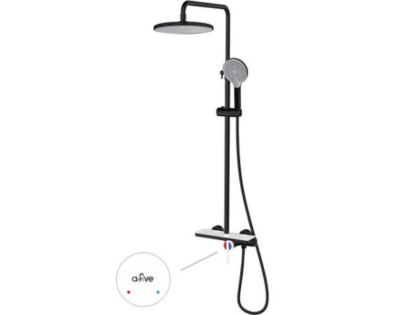Душевая система (Lt) D35, серия Rose черный + белый, a-five(На стену, Излива нет, Троп. душ: вынос 408 мм, диаметр 250 мм.)