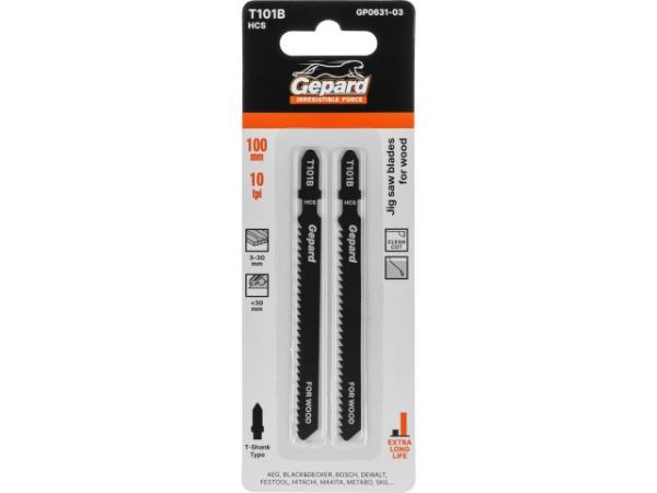 Пилка лобз. по дереву T101B (2 шт.) GEPARD(пропил прямой, тонкий, аккуратный и чистый рез)