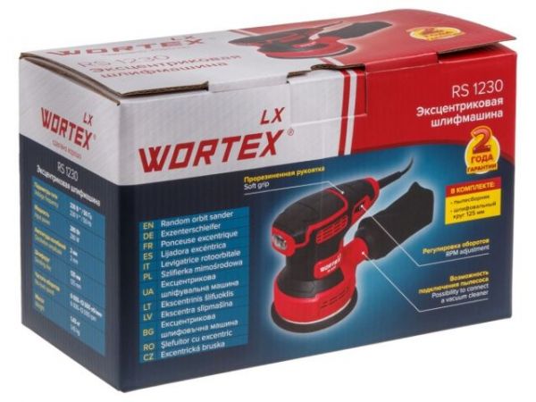 Эксцентриковая шлифмашина WORTEX LX RS 1230 в кор. 280 Вт, 125 мм, 6000-13000 об/мин(Амплитуда колебаний, мм: 2, масса, кг: 1,43;)