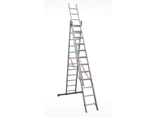 Лестница алюм. 3-х секц. 309/796/328 см 3х12 ступ. 20,2кг  NV3230 Новая Высота(макс. нагрузка 150кг)