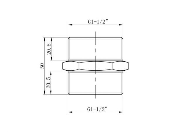Ниппель 1 1/2' нар.-нар., AV Engineering (инд. упак.)(Латунь, макс.  16 бар, макс.  110 °С)