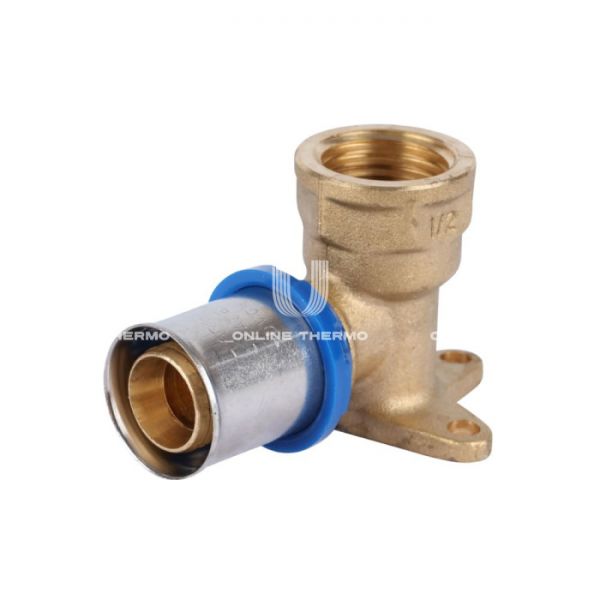 Угольник настенный (водорозетка) APE ARL3503200, 20х1/2", удлиненный, с креплением, пресс-фитинг