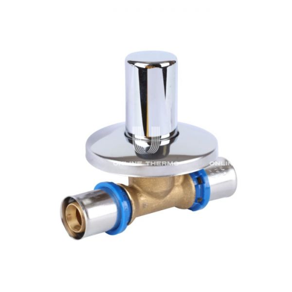 Вентиль под пресс-обжим с хромированной ручкой APE ARL6000220, 20 мм, пресс-фитинг