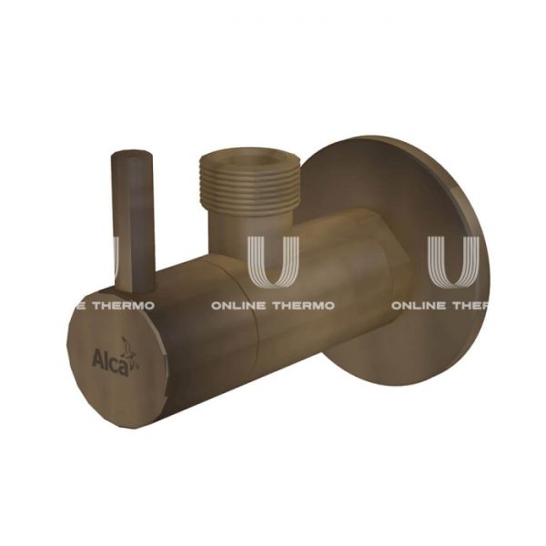 Угловой вентиль с фильтром Alcaplast ARV003-ANTIC, 1/2" × 1/2", круглый, антик, с розеткой