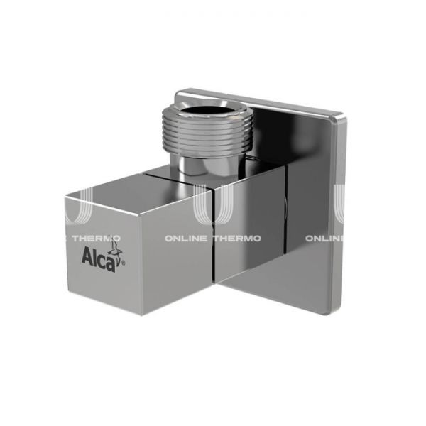 Угловой вентиль с фильтром Alcaplast ARV004, 1/2" × 1/2", квадратный, с розеткой