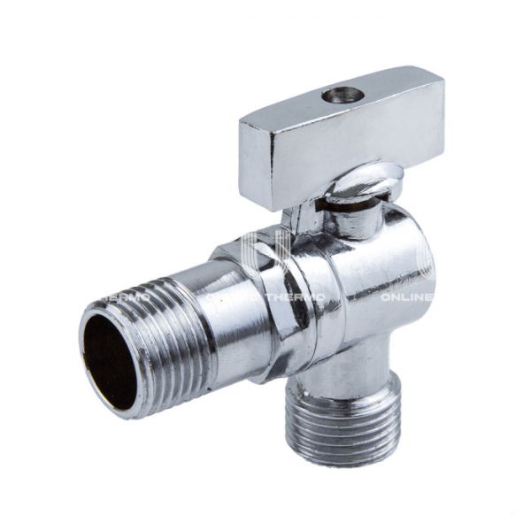 Кран шаровый угловой для сантехнических приборов Aquasfera 1041-02, НР 1/2"×3/4", ручка-флажок