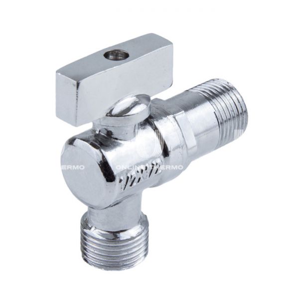 Кран шаровый угловой для сантехнических приборов Aquasfera 1041-02, НР 1/2"×3/4", ручка-флажок