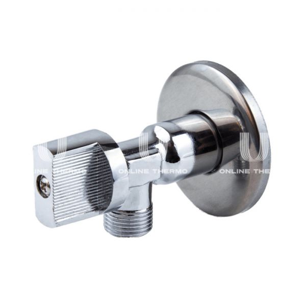 Кран шаровый угловой для сантехнических приборов Aquasfera 1043-01, НР 1/2"×3/8", с розеткой, ручка-флажок