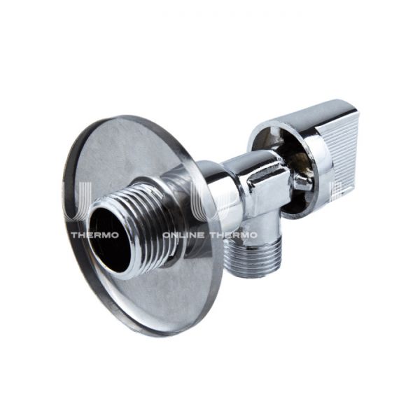 Кран шаровый угловой для сантехнических приборов Aquasfera 1043-02, НР 1/2", с розеткой, ручка-флажок