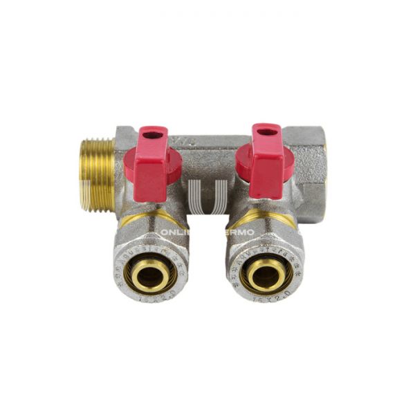 Коллектор Aquasfera с шаровыми кранами 7016-03, ВР-НР 3/4", на 4 контура, компрессионный