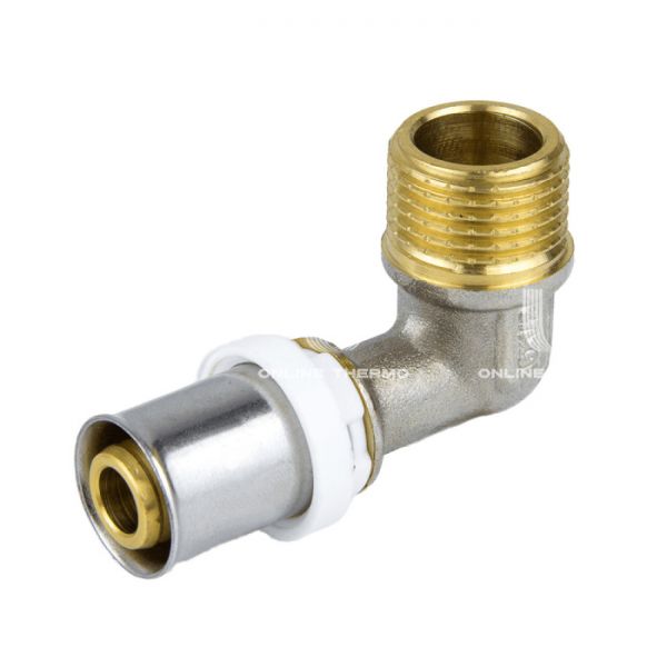 Угольник (угол) 90° с наружной резьбой Aquasfera 8006-02, 3/4"×16 мм, пресс-фитинг