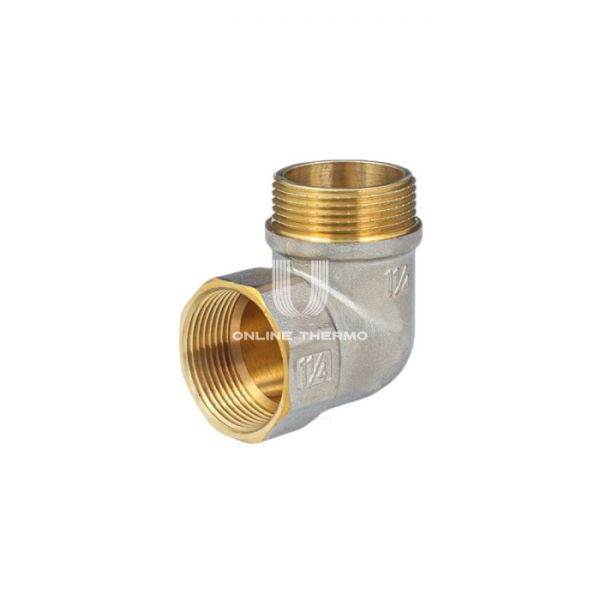 Угольник (угол) равносторонний с внутренней и наружной резьбой Aquasfera 9006-05 ВР-НР 1 1/2", никелированный, с упором