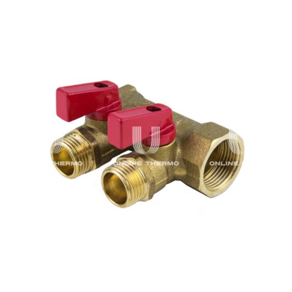 Коллектор Aquasfera с шаровыми кранами 9026-03, ВР-НР 3/4", на 4 контура 1/2", модульный, конусное соединение