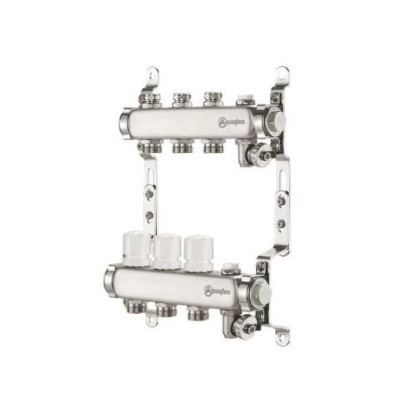 Распределительный коллектор (группа) для отопления Aquasfera 9502-11 ВР 1", на 12 контуров 3/4" EK, нержавеющая сталь