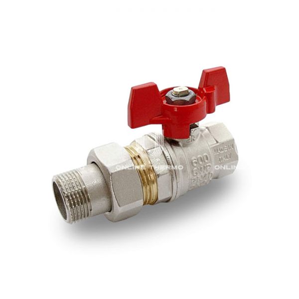 Кран шаровый с разъемным соединением Bonomi S90G36 ВР-НР 1 1/4", полнопроходной, ручка-бабочка