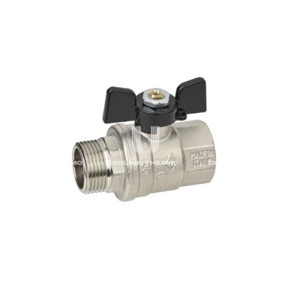 Кран шаровый Bugatti Oregon 03070060 1/2" НР-ВР, 307, полнопроходной, ручка-бабочка