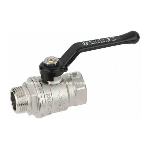 Кран шаровый Bugatti New Jersey 09150003 1/2" НР-ВР, 915, полнопроходной, ручка-рычаг