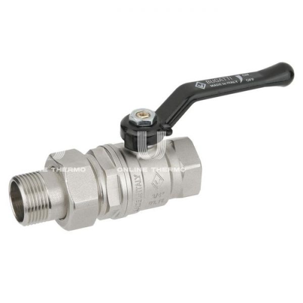 Кран шаровый с разъемным соединением Bugatti New Jersey 09200004 3/4" НР-ВР, 920, полнопроходной, ручка-рычаг