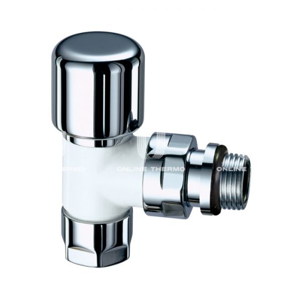 Термостатический клапан (терморегулятор) FAR FL 0109 12P, 1/2" М24х19 НР-НГ, угловой, хромированный, без преднастройки