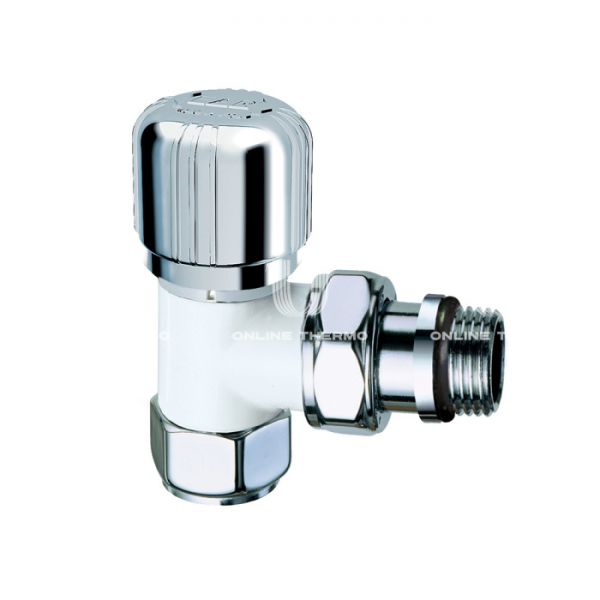 Термостатический клапан (терморегулятор) FAR FL 0117 12P, 1/2" М24х19 НР-НГ, угловой, хромированный, без преднастройки