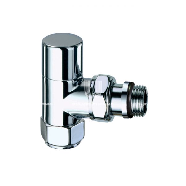 Запорный радиаторный клапан ручной FAR FL 0136 12P, 1/2" М24х19 НР-НГ, угловой, с антипротечкой, хром