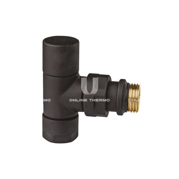 Запорный радиаторный клапан ручной FAR FL 0163 12P, 1/2" М24х19 НР-НГ, угловой, с антипротечкой, черный