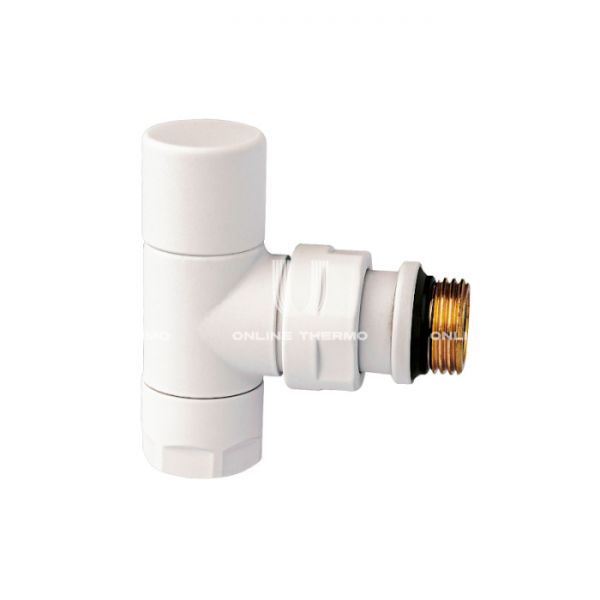 Запорный радиаторный клапан ручной FAR FL 0164 12P, 1/2" М24х19 НР-НГ, угловой, с антипротечкой, белый