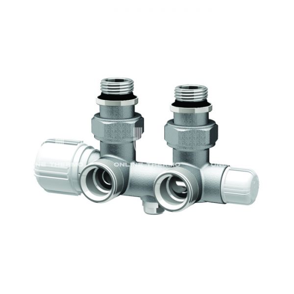 Узел нижнего подключения FAR, FT 1487 3412, 1/2"x3/4"EK НР, угловой, термостатический, с подключением ЕК, хром