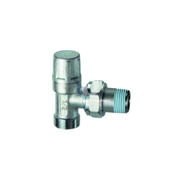 Запорный радиаторный клапан ручной FAR FV 1100 C12, 1/2" М24х19 НР, угловой, хромированный