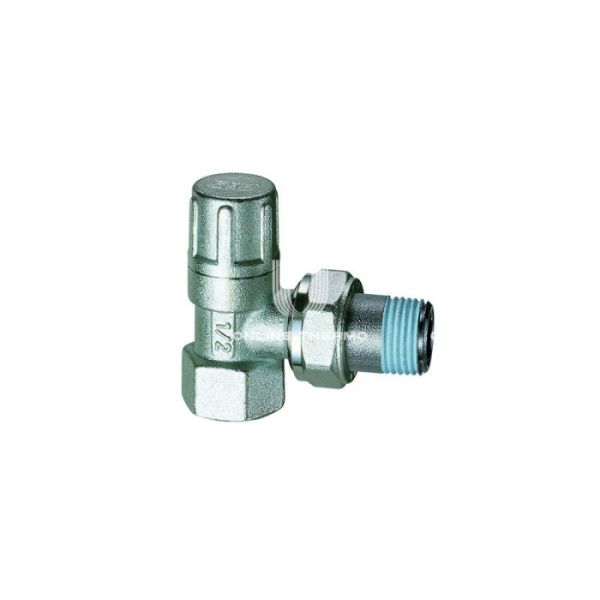 Запорный радиаторный клапан ручной FAR FV 1200 12, 1/2" ВР-НР, угловой, хромированный