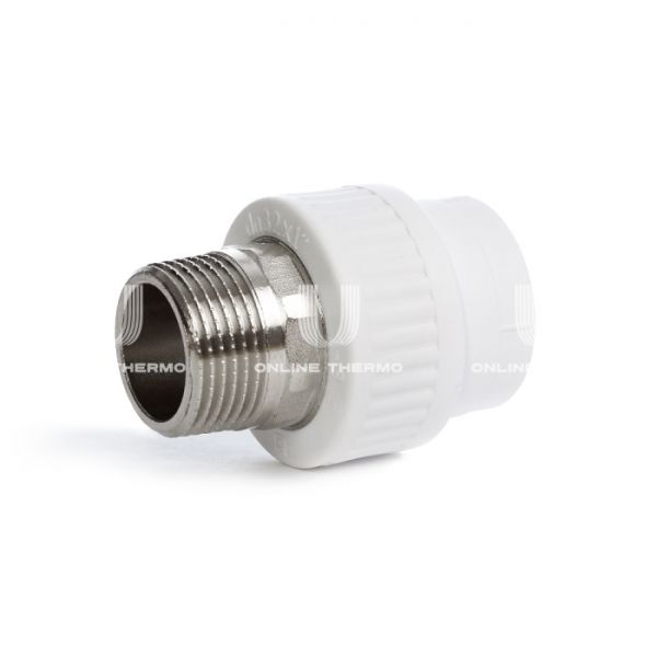 Муфта переходная (переходник) ППР (полипропиленовая) с наружной резьбой Fusitek FT04308, 32х1", комбинированная шестигранная