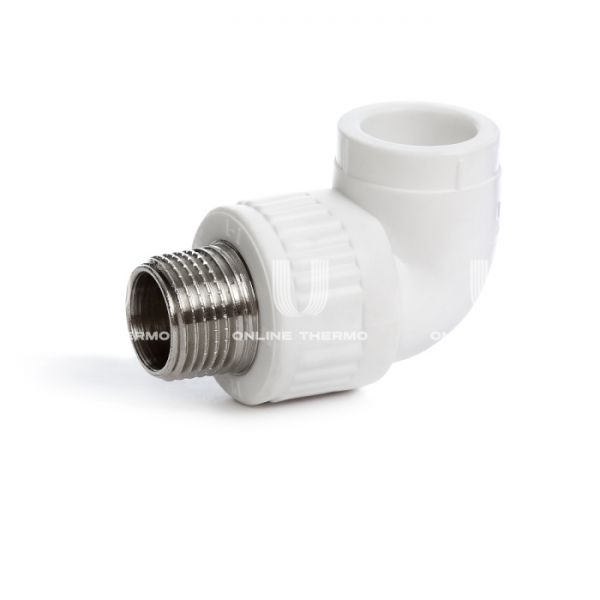 Угольник (угол) 90° с наружной резьбой ППР (полипропиленовый) Fusitek FT04502, 20х3/4", комбинированный