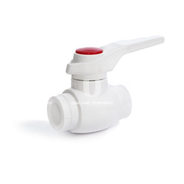 Шаровой кран ППР (полипропиленовый) Fusitek FT07104, 40 мм, для горячей воды, сфера из латуни