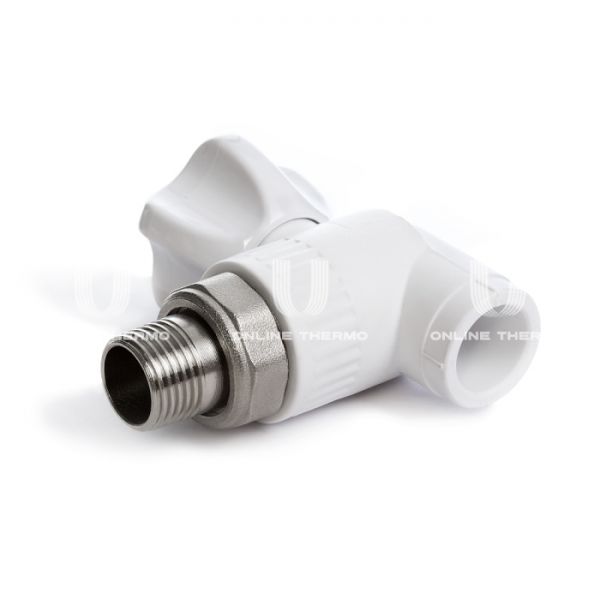 Радиаторный шаровой кран ППР (полипропиленовый) Fusitek FT07401, 20х1/2, угловой, со сгоном