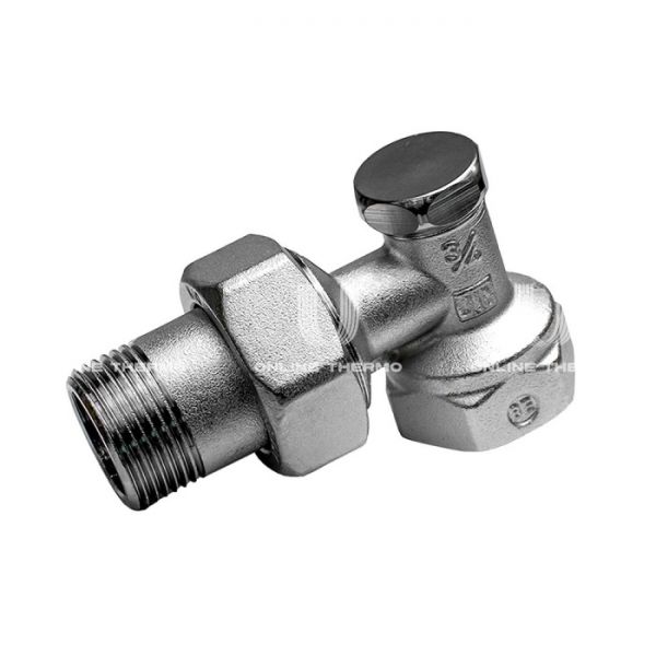 Запорный радиаторный клапан ручной Giacomini R16DX004, 3/4", ВР-НР, угловой, хромированный