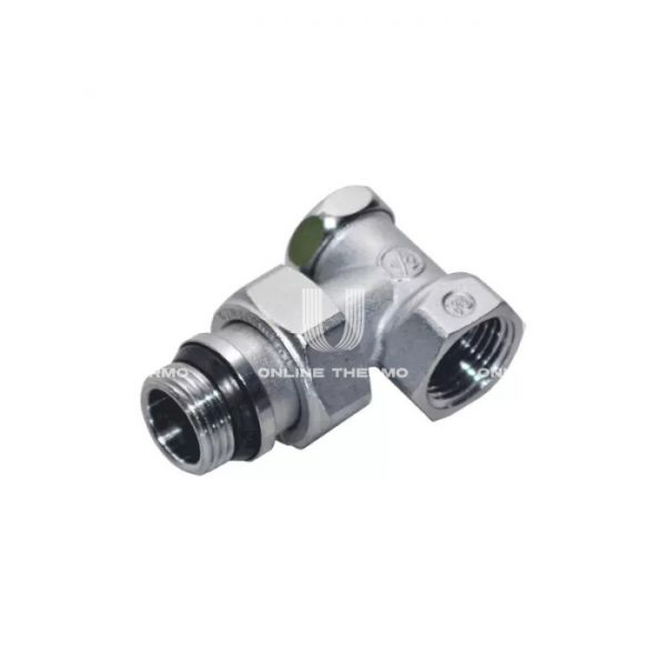 Запорный радиаторный клапан ручной Giacomini R16X033, 1/2", ВР-НР, угловой, с антипротечкой, хромированный