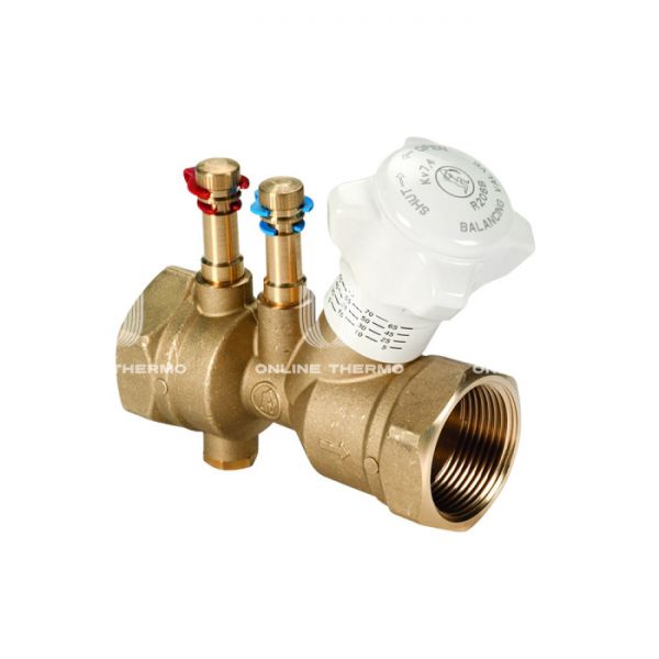 Балансировочный статический клапан (вентиль) Giacomini R206BY005, ВР 1", с ниппелями