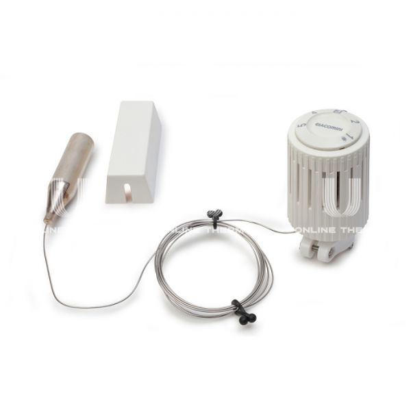 Термостатическая головка (термостат) Giacomini R462X002, жидкостная, клипсовое, с выносным датчиком, белая, 2 м