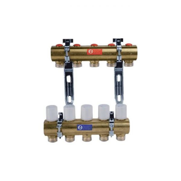 Распределительный коллектор (группа) для отопления Giacomini R553EY011 ВР 1", на 11 контуров 3/4" EK, латунь