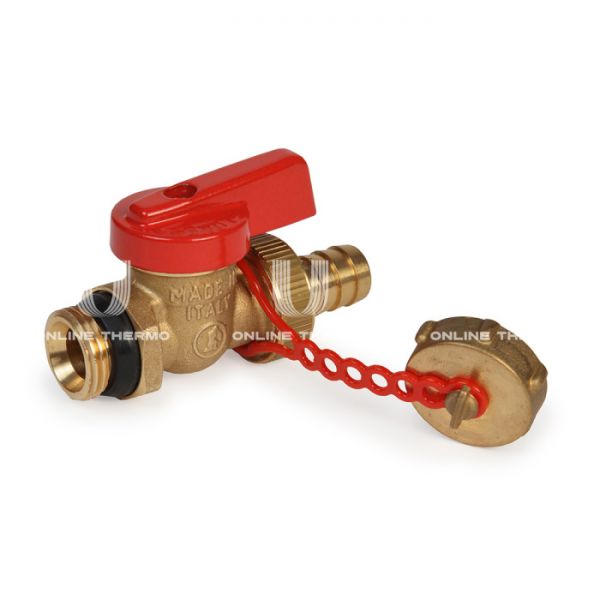 Кран шаровый дренажный со штуцером и заглушкой Giacomini R608DY053 1/2" НР-штуцер, ручка-бабочка