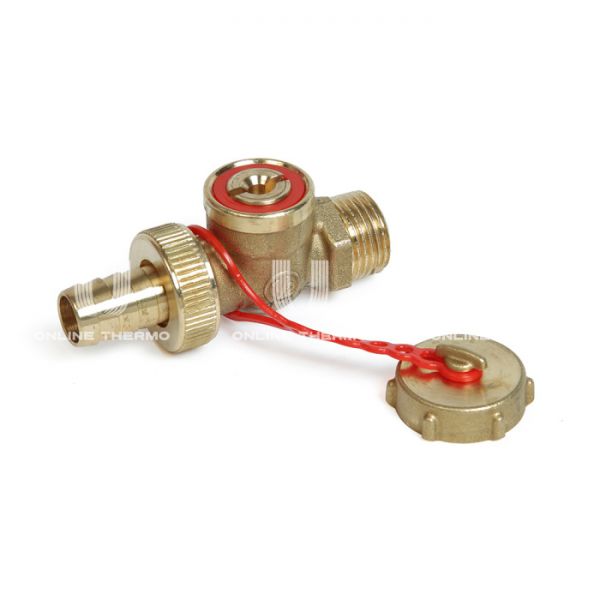 Кран шаровый дренажный со штуцером и заглушкой Giacomini R608Y013 1/2" НР-штуцер, ручка-заглушка