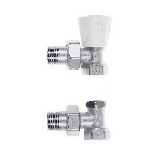 Комплект радиаторных угловых клапанов ручной регулировки Giacomini R705KX003, 1/2", ВР-НР, угловой, хромированный