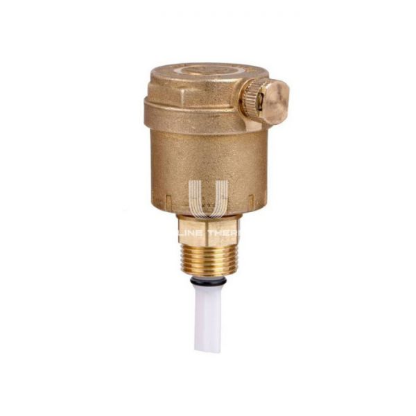 Автоматический воздухоотводчик Giacomini R88IY002, 3/8" НР, прямой, латунь, боковой выпуск, с клапаном