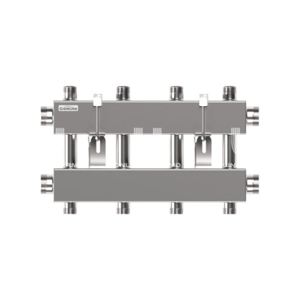 Модульный распределительный коллектор Gidruss (Гидрусс) MKSS-150-4DUx25, до 150 кВт, нержавеющая сталь