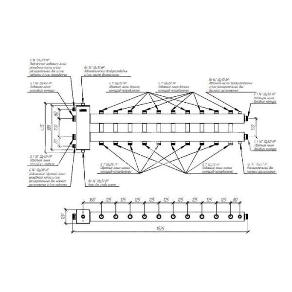 Балансировочный коллектор Gidruss (Гидрусс) BM-150-11DU, до 150 кВт, конструкционная сталь